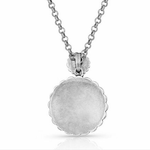 Montana Silversmiths Aztec Center of the Storm Scalloped Turquoise Necklace New! - Picture 2 of 13